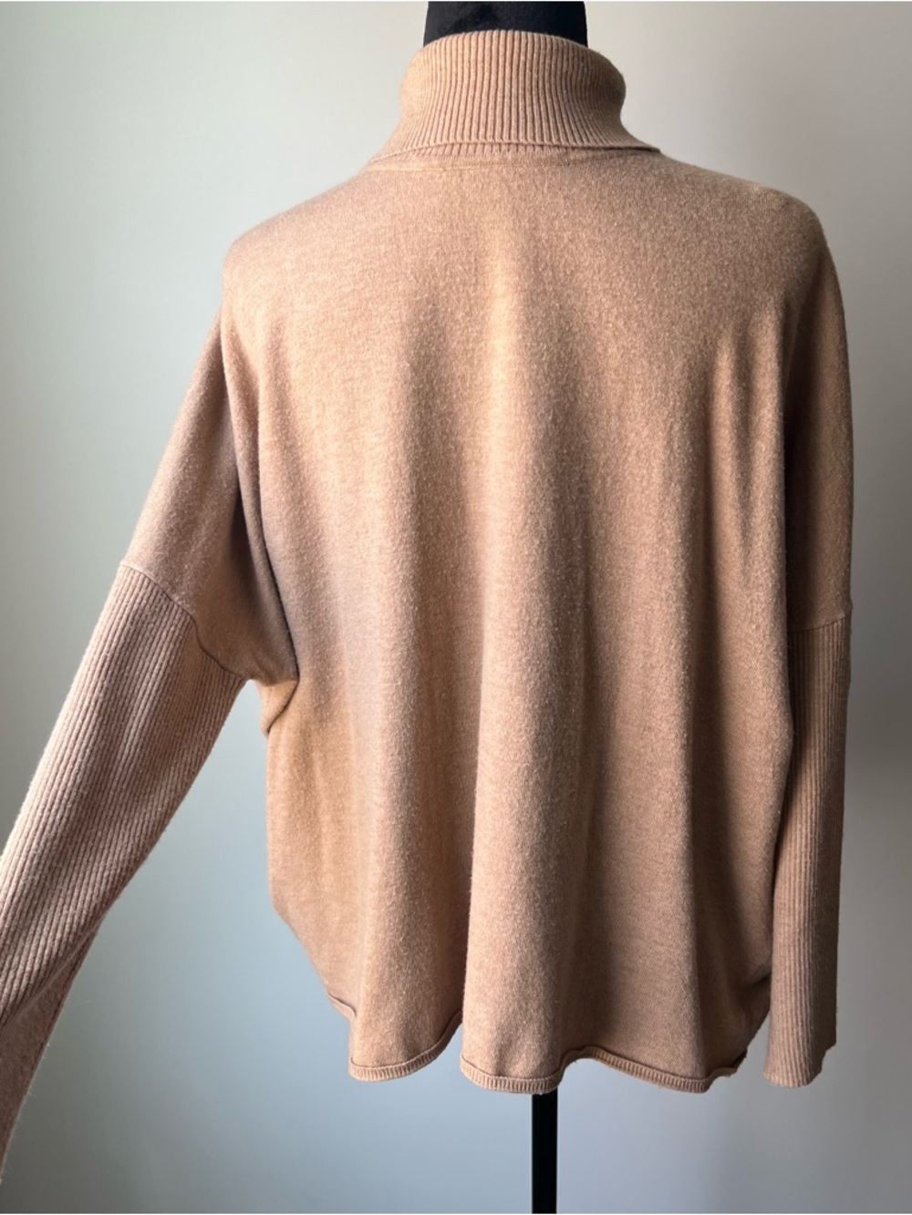 Women’s Camel Turtleneck Cape Sweater - M/L - Picture 6 of 8